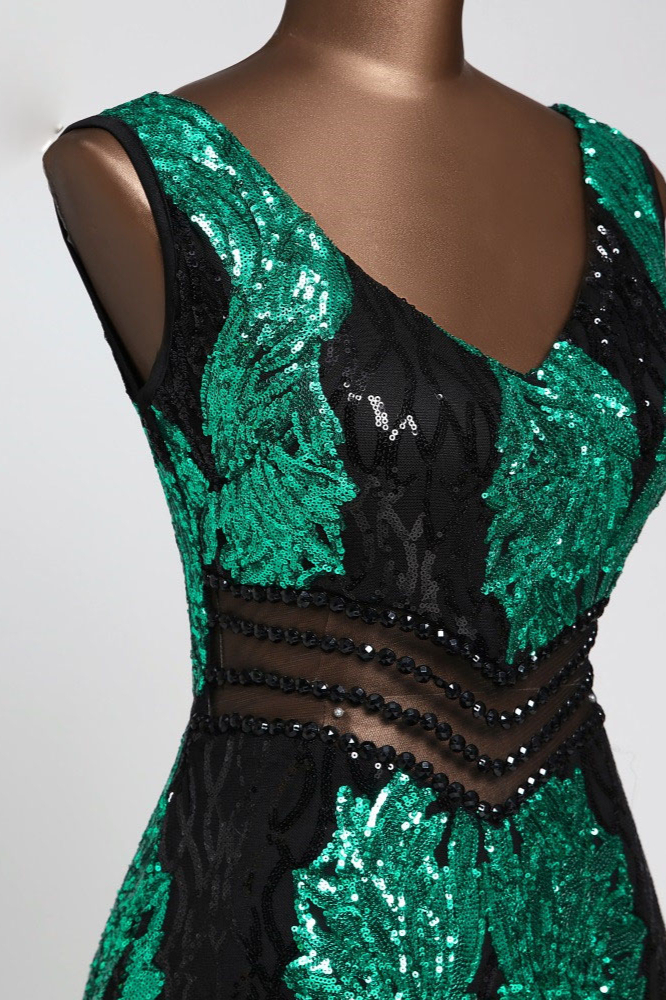 BMbridal Sparkly Sequined Sleeveless Mermaid Pink Long Prom Dresses with Beadings