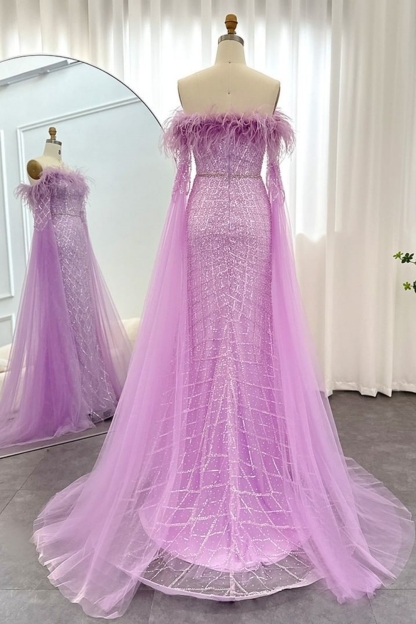 Bmbridal A-Line Strapless Floor-Length Sleeveless Prom Dresses with Appliques