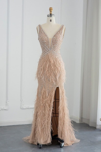 Bmbridal Black Floor-Length V-Neck Sleeveless Prom Dresses with Appliques