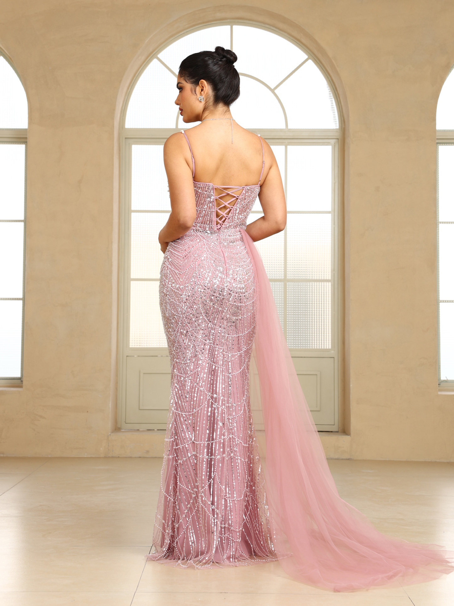 BMbridal Sparkling Strapless Mermaid Gown with High - Slit and Tulle Train: A Showstopper for Special Occasions