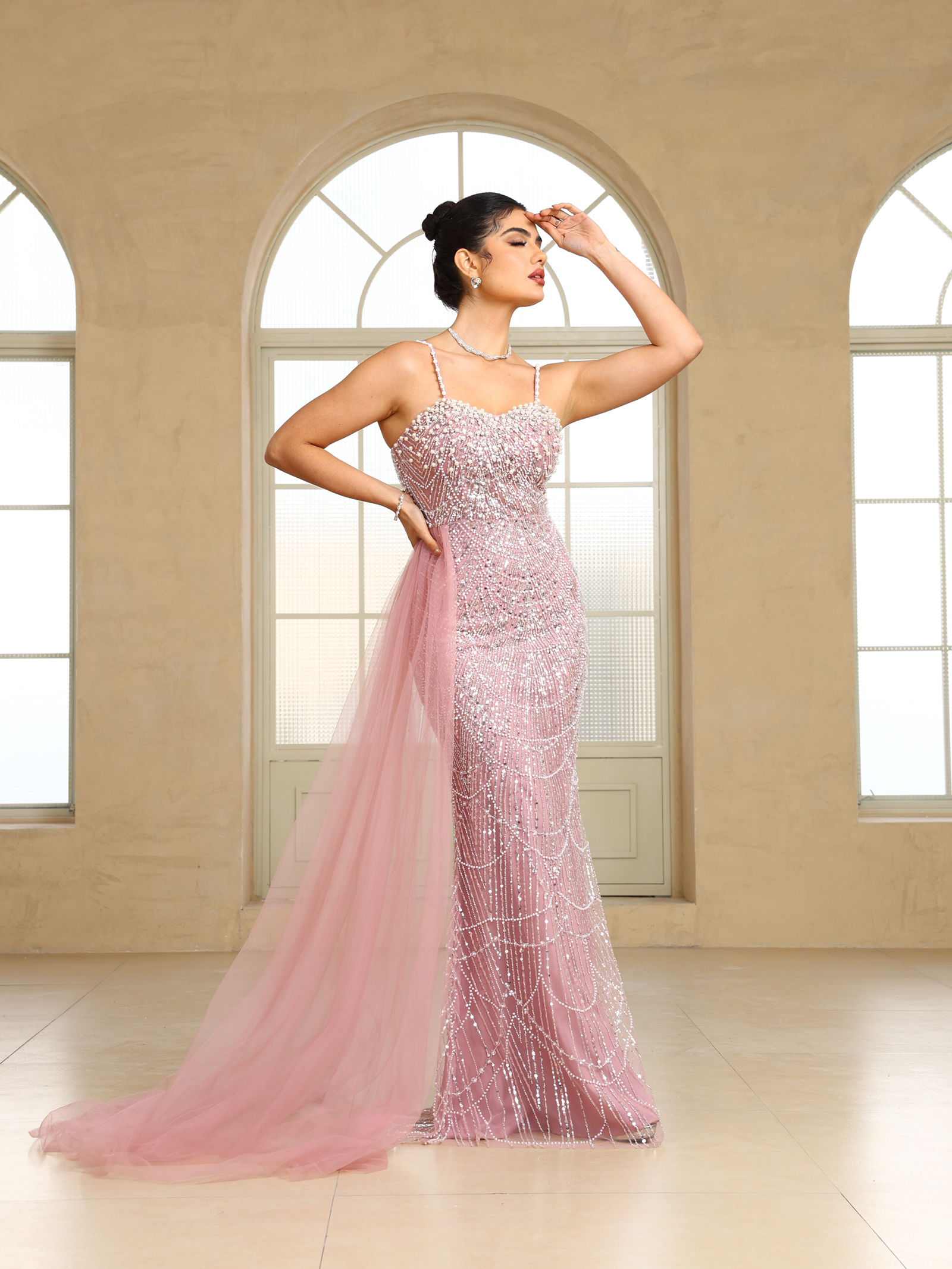 BMbridal Sparkling Strapless Mermaid Gown with High - Slit and Tulle Train: A Showstopper for Special Occasions