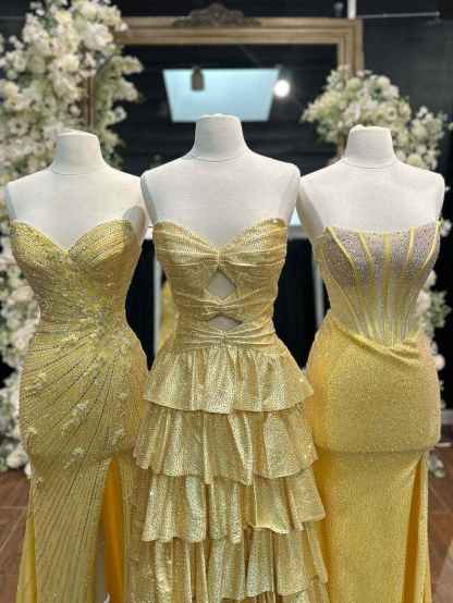 A Line Strapless Sweetheart Satin Prom Dress with Keyhole