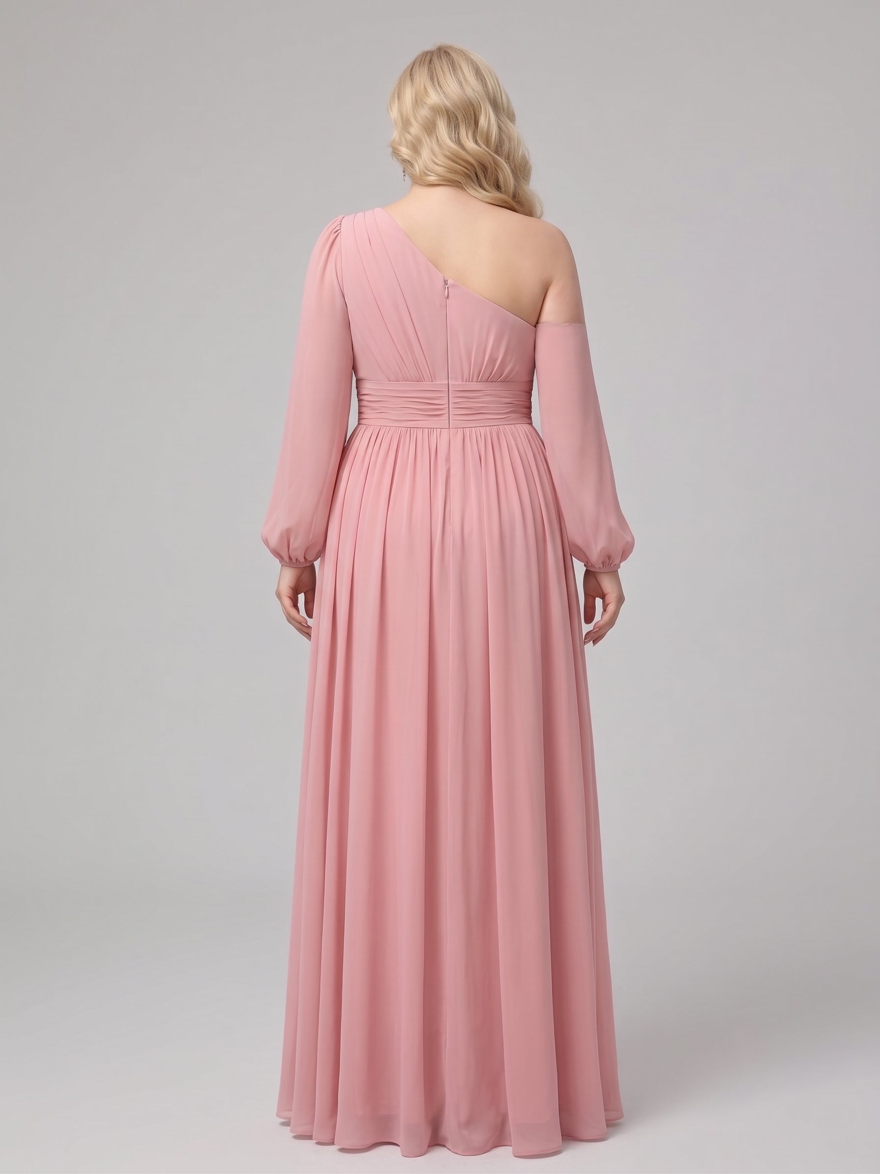A-Line/Princess Floor-Length Long Sleeves Plus Size Bridesmaid Dresses With Split Side & Sash