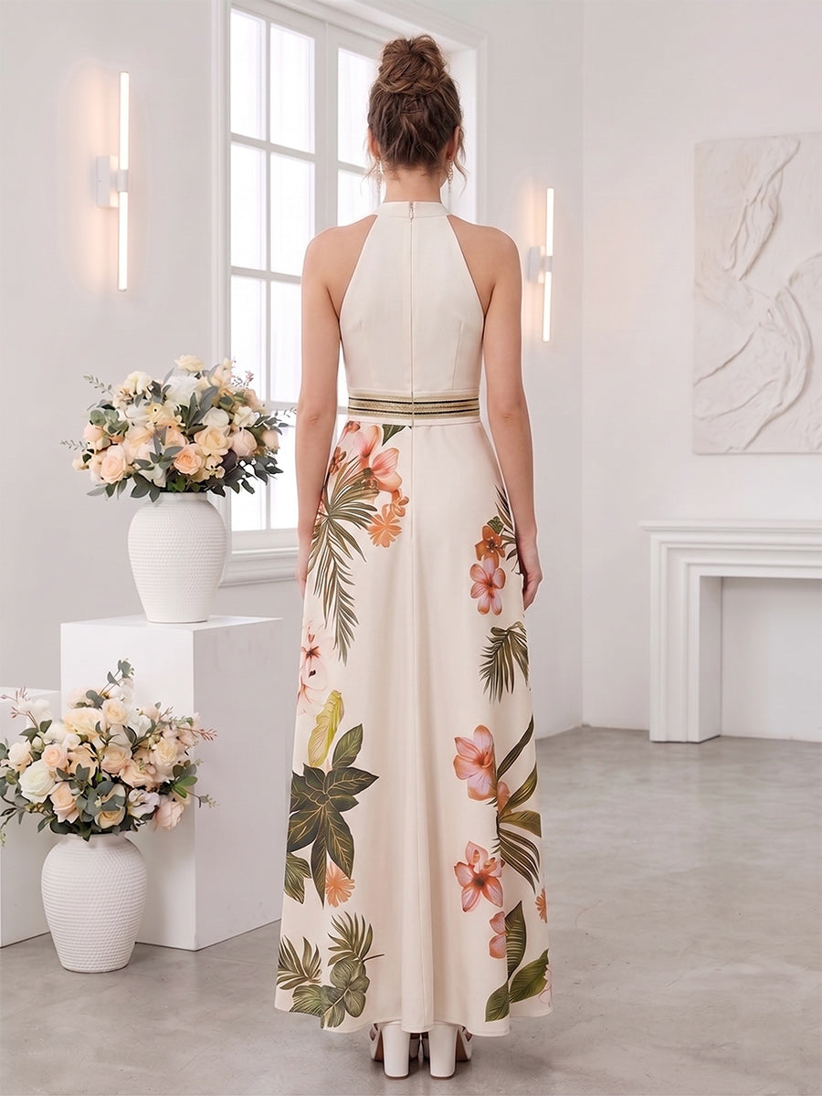 A-Line/Princess Halter Sleeveless Ankle-Length Bridesmaid Dresses with Bowknot