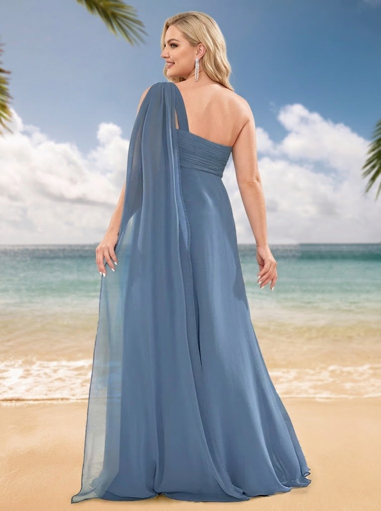 A-Line/Princess One-Shoulder Sleeveless Plus Size Bridesmaid Dresses