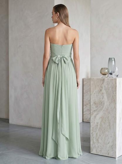 A-Line/Princess Strapless Sleeveless Floor-Length Bridesmaid Dresses with Split Side & Ruched