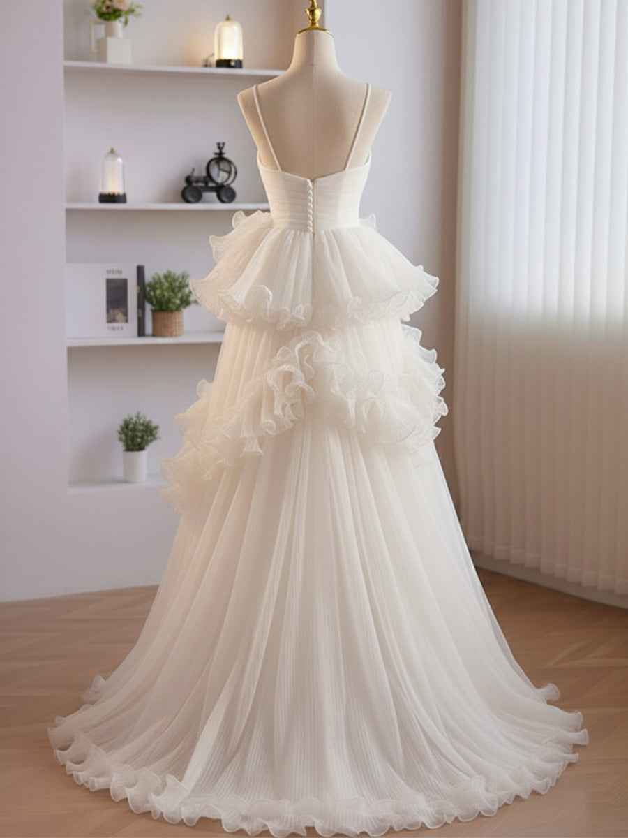 A-Line Ruffles Tiered Long Prom Dress