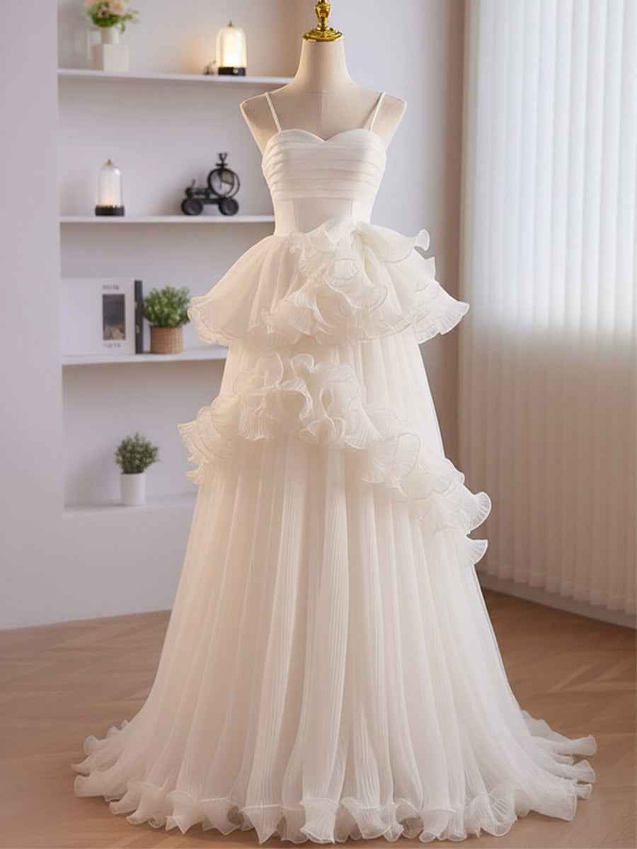 A-Line Ruffles Tiered Long Prom Dress