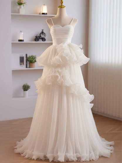 A-Line Ruffles Tiered Long Prom Dress