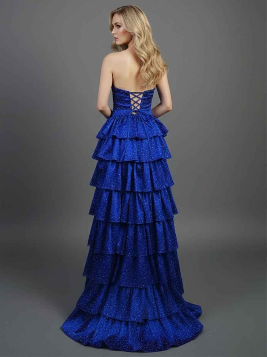 A Line Strapless Sweetheart Long Prom Dress with Keyhole
