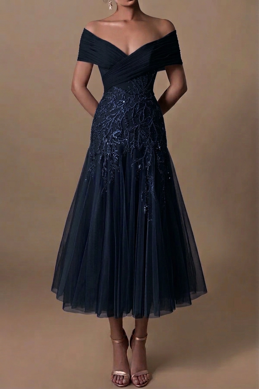 Gorgeous Short A-line Off-the-shoulder Beading PrWedding Dresses With 
