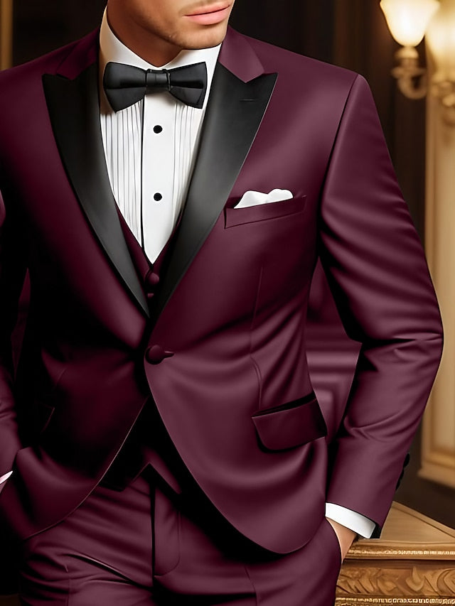 Single-Button Tailored Men's Wedding Suit In Three Pieces-BMbridal