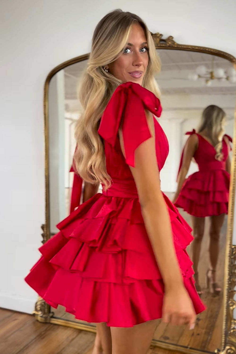 Black Adustable Straps A-Line Tiered Homecoming Dress with Ruffles