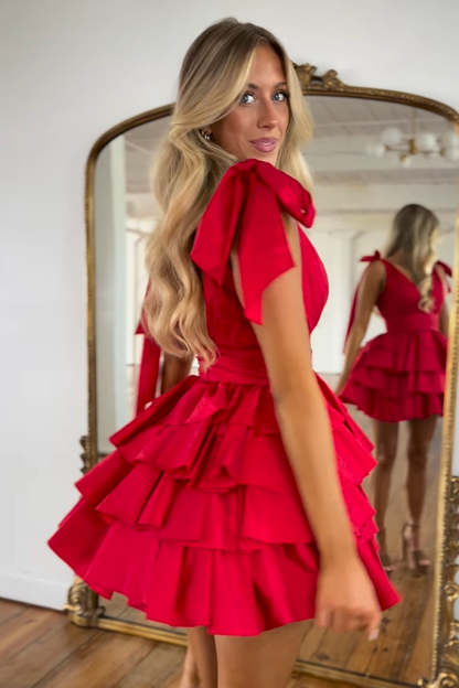 Black Adustable Straps A-Line Tiered Homecoming Dress with Ruffles