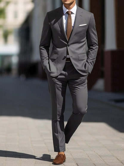Two-Piece Tailored Fit Single Breasted Wedding Suit For Men-BMbridal