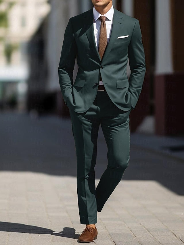 Two-Piece Tailored Fit Single Breasted Wedding Suit For Men-BMbridal