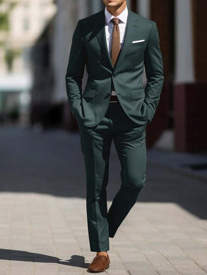 Two-Piece Tailored Fit Single Breasted Wedding Suit For Men-BMbridal