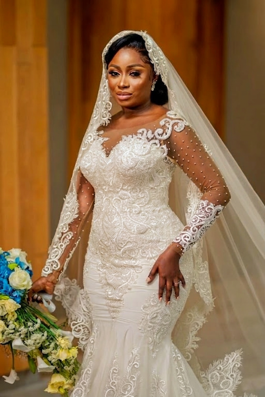 Bmbridal Long Sleeves Mermaid Wedding Dress With Lace On Sale
