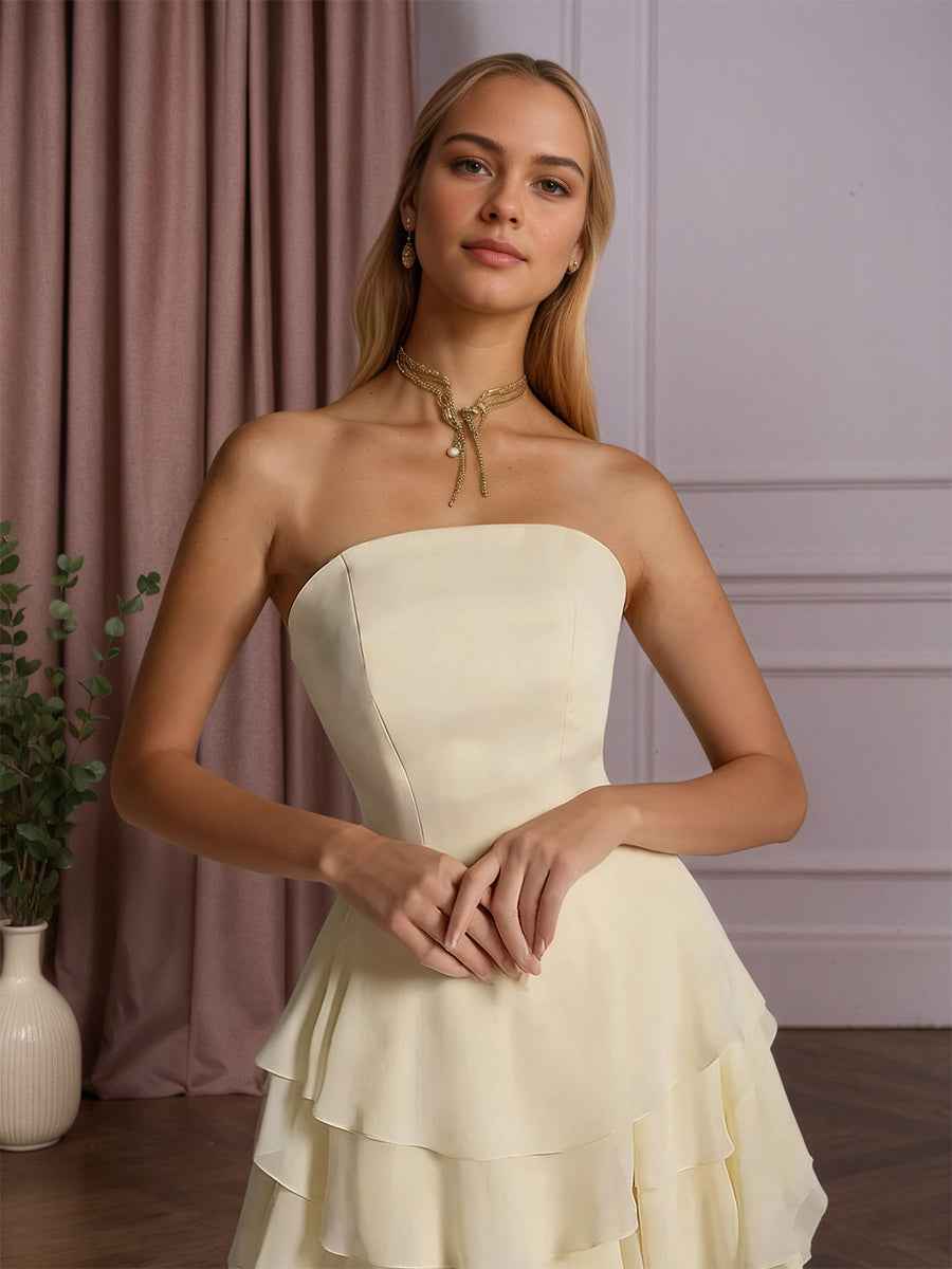 Charming Strapless Sleeveless Ruffles Long Prom Dress