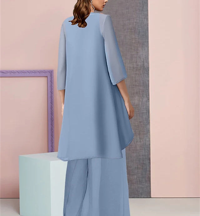 Elegant Mother of the Bride Jacket and Pantsuits in Chiffon