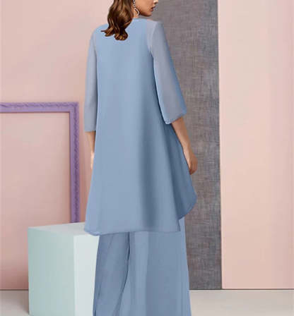 Elegant Mother of the Bride Jacket and Pantsuits in Chiffon