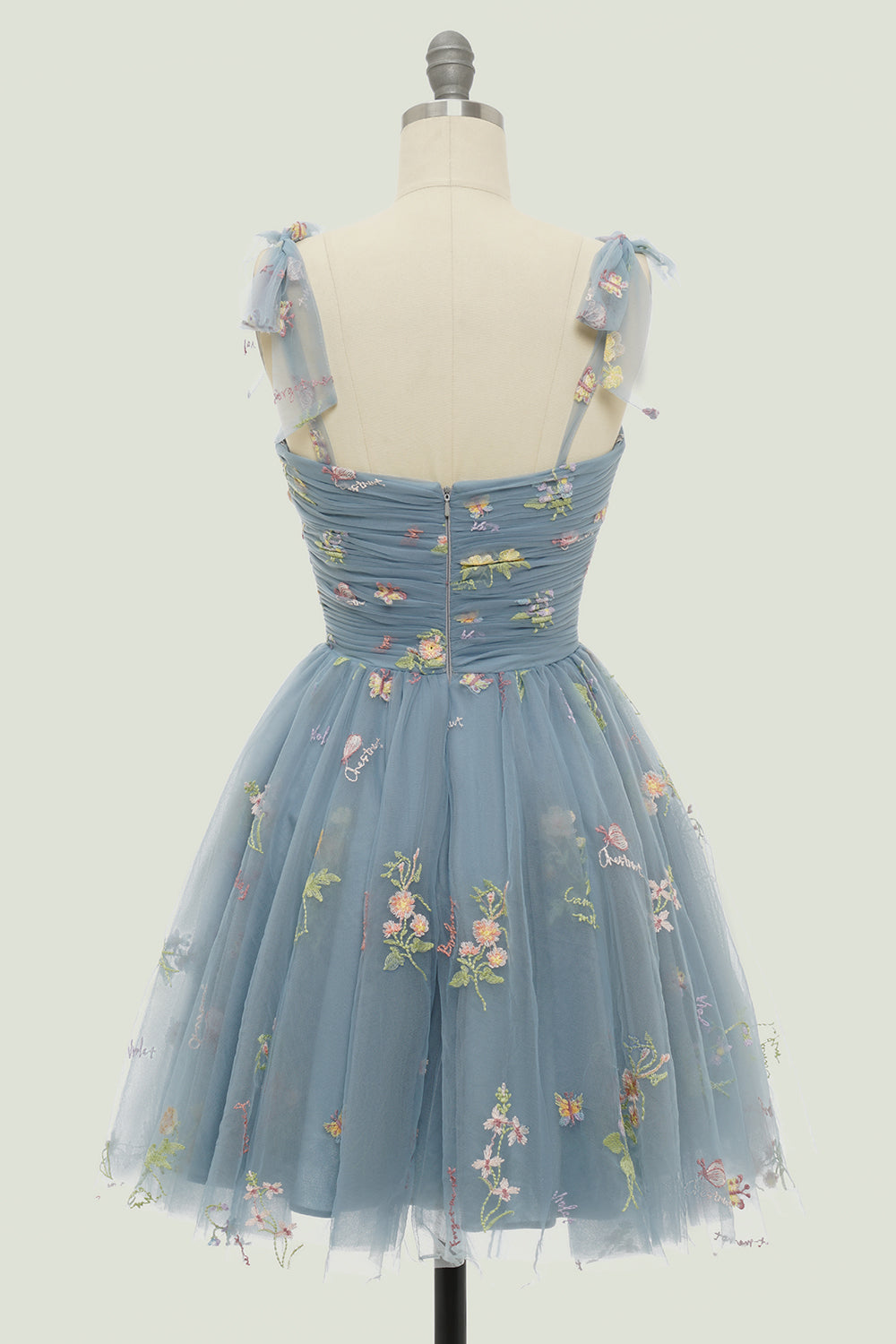Cute A Line Green Spaghetti Straps Short Homecoming Dress with Embroidery