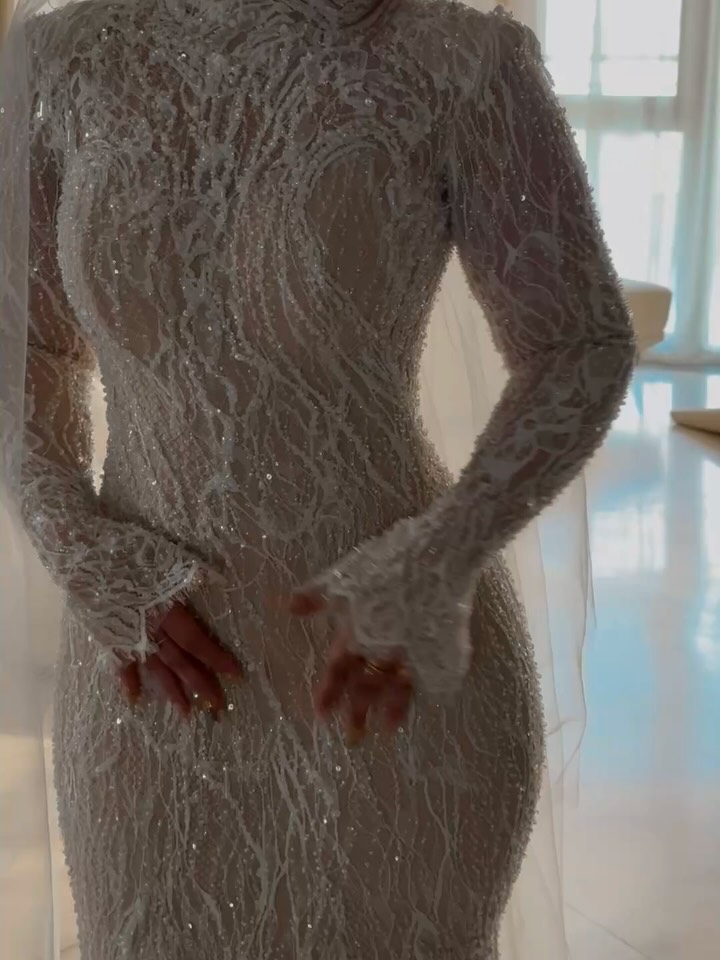 Glamorous Wide Strap Open Back Mermaid Wedding Dress with Lace Appliques-BMbridal