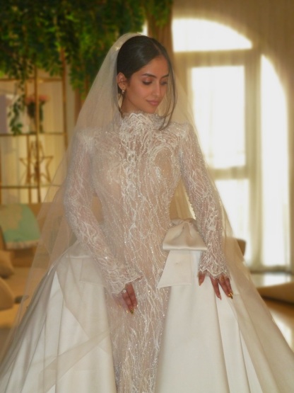 Glamorous Wide Strap Open Back Mermaid Wedding Dress with Lace Appliques-BMbridal