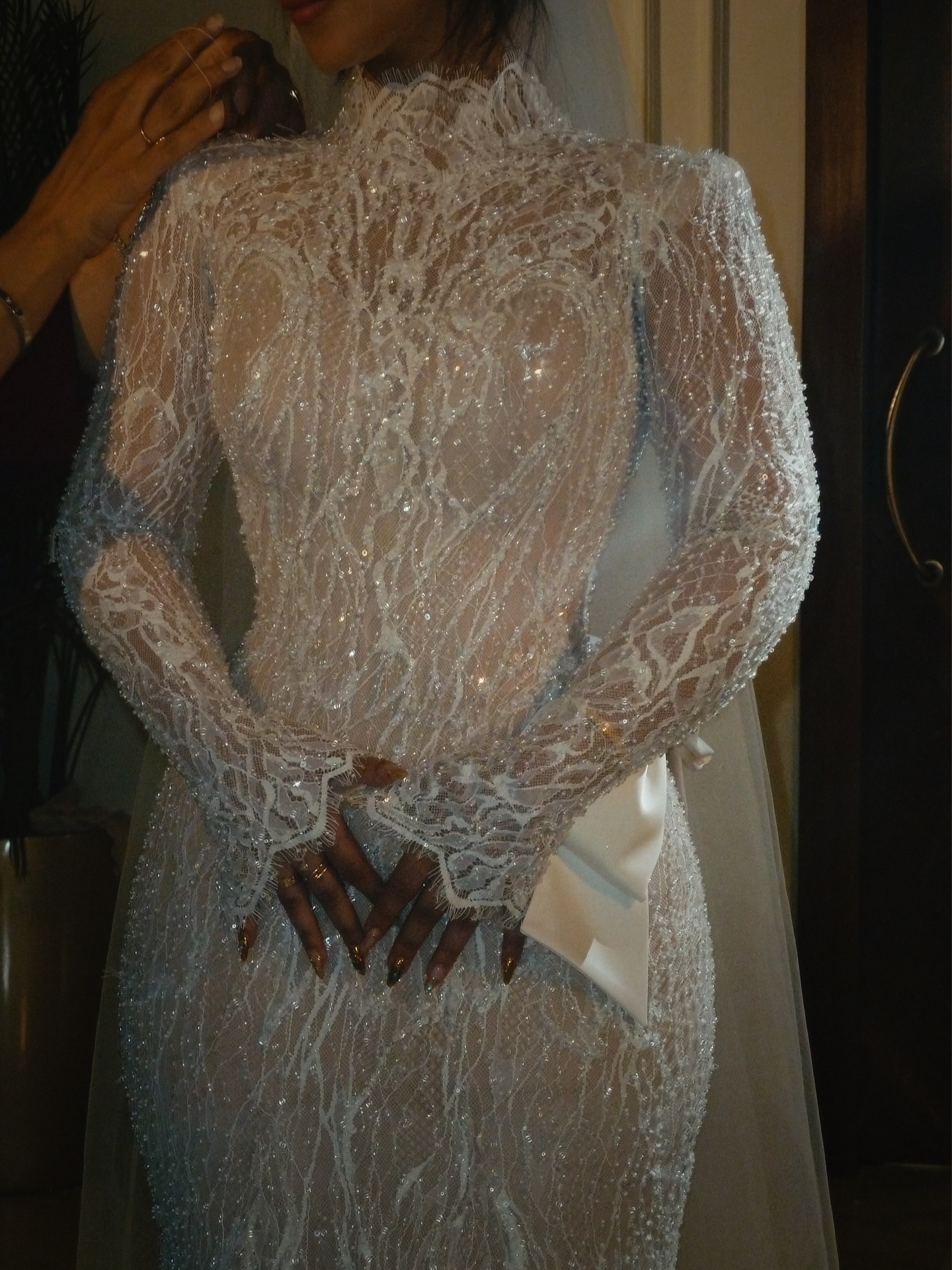 Glamorous Wide Strap Open Back Mermaid Wedding Dress with Lace Appliques-BMbridal