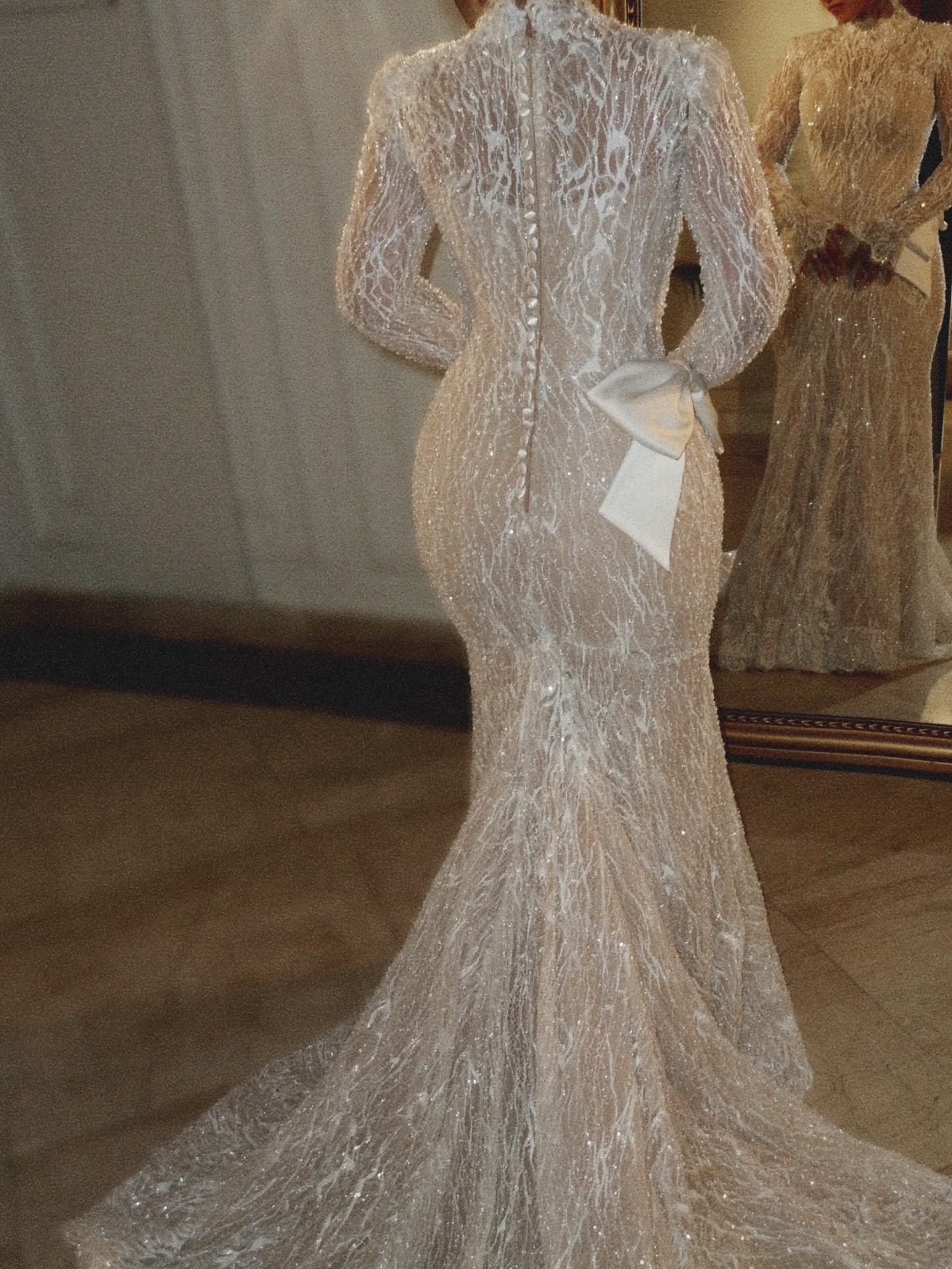 Glamorous Wide Strap Open Back Mermaid Wedding Dress with Lace Appliques-BMbridal