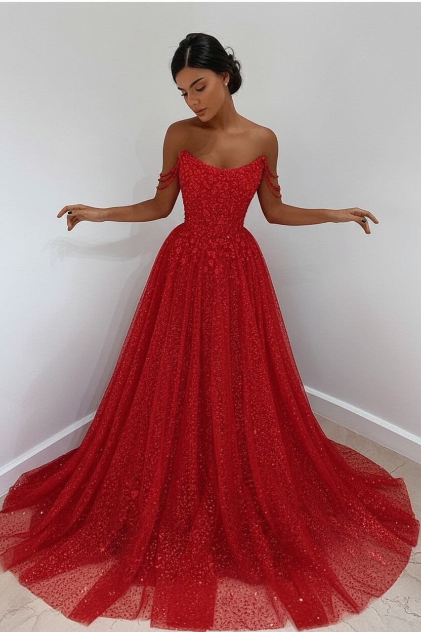 Bmbridal Bling Bling Sequins Prom Dress Long Strapless | BmBridal
