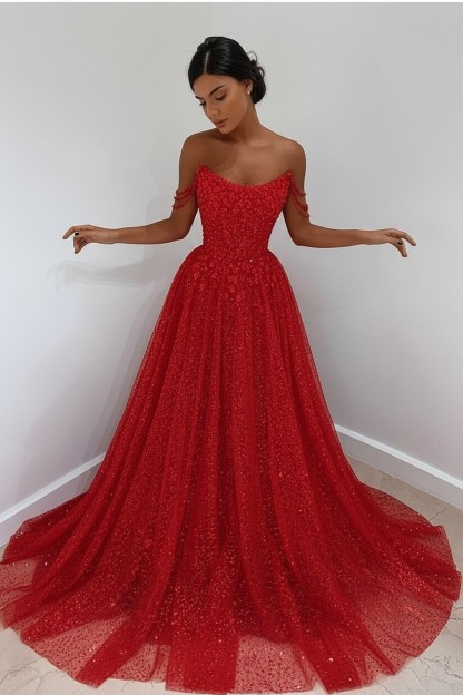 Bmbridal Bling Bling Sequins Prom Dress Long Strapless