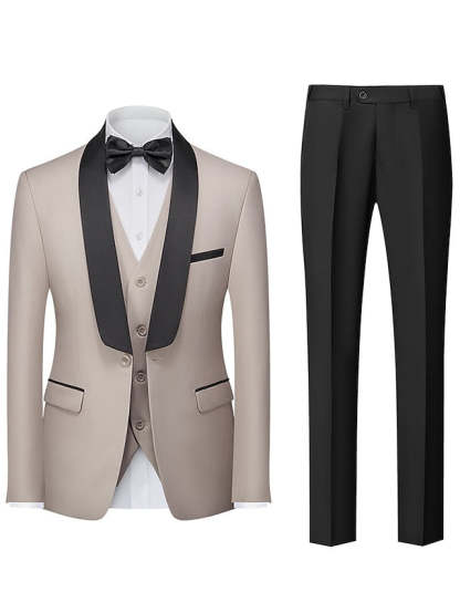 Single-Breasted One-Button Tailored Fit 3-Piece Wedding Suit For Men-BMbridal