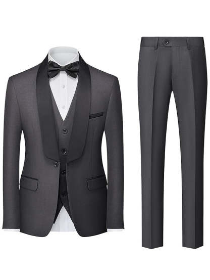 Single-Breasted One-Button Tailored Fit 3-Piece Wedding Suit For Men-BMbridal