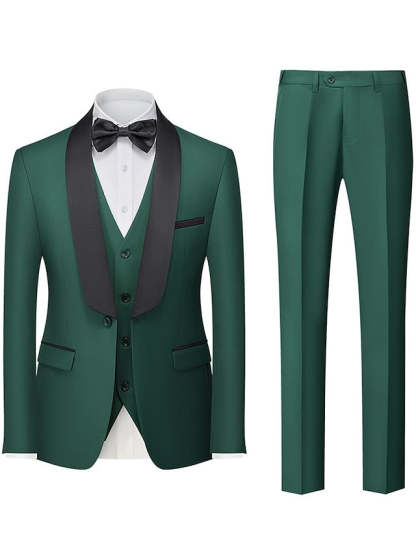 Single-Breasted One-Button Tailored Fit 3-Piece Wedding Suit For Men-BMbridal