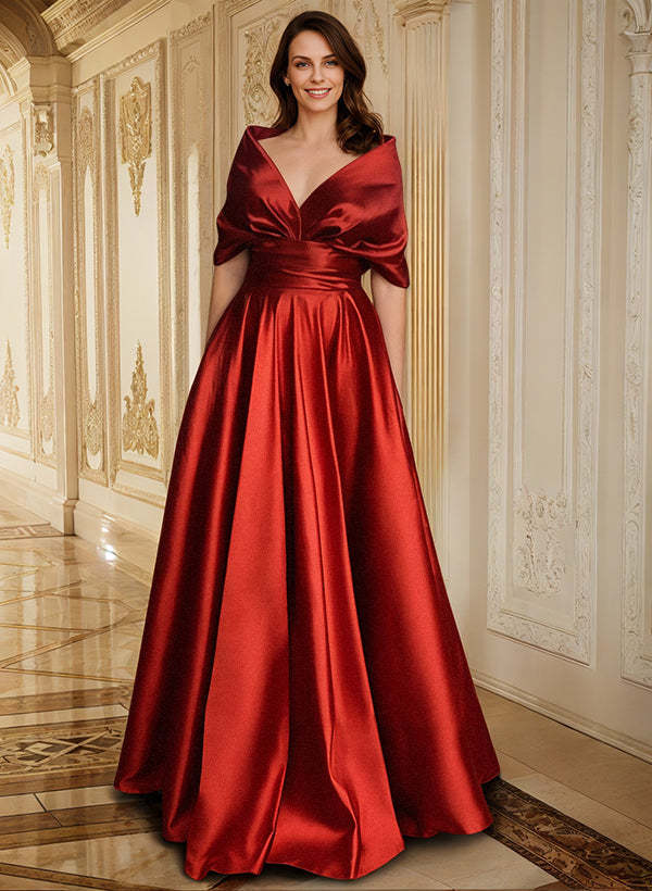 V-Neck A-Line Princess Gown for the Mother of the Bride