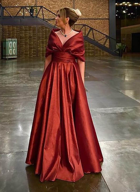 V-Neck A-Line Princess Gown for the Mother of the Bride