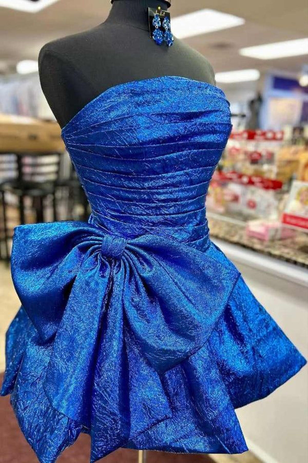 Fuchsia A-Line Ruched Short Homecoming Dress with Bow