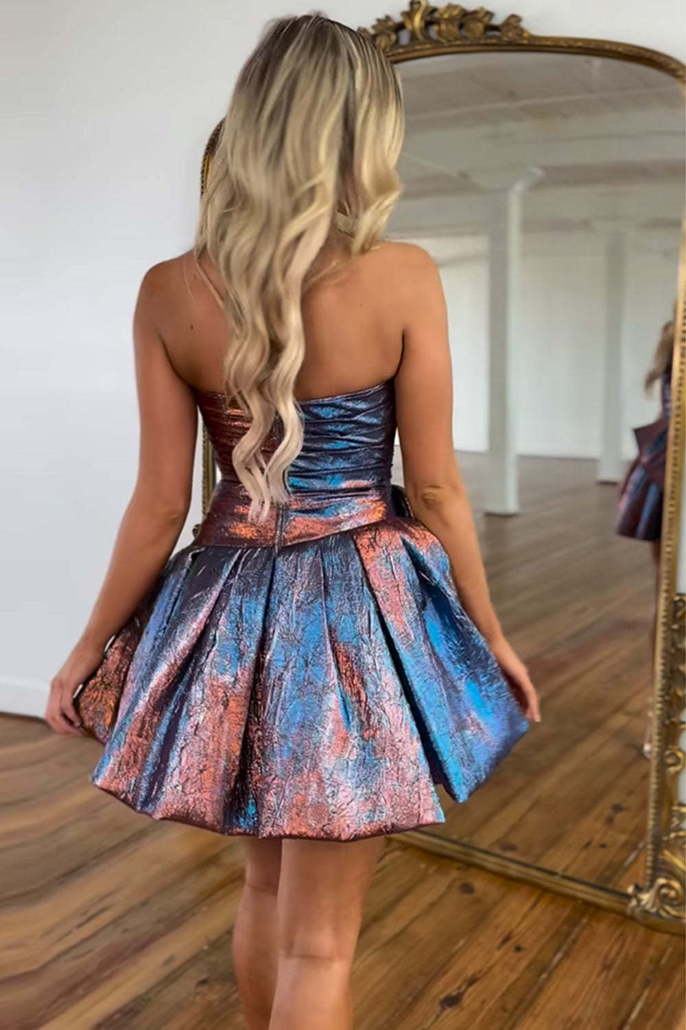 Fuchsia A-Line Ruched Short Homecoming Dress with Bow