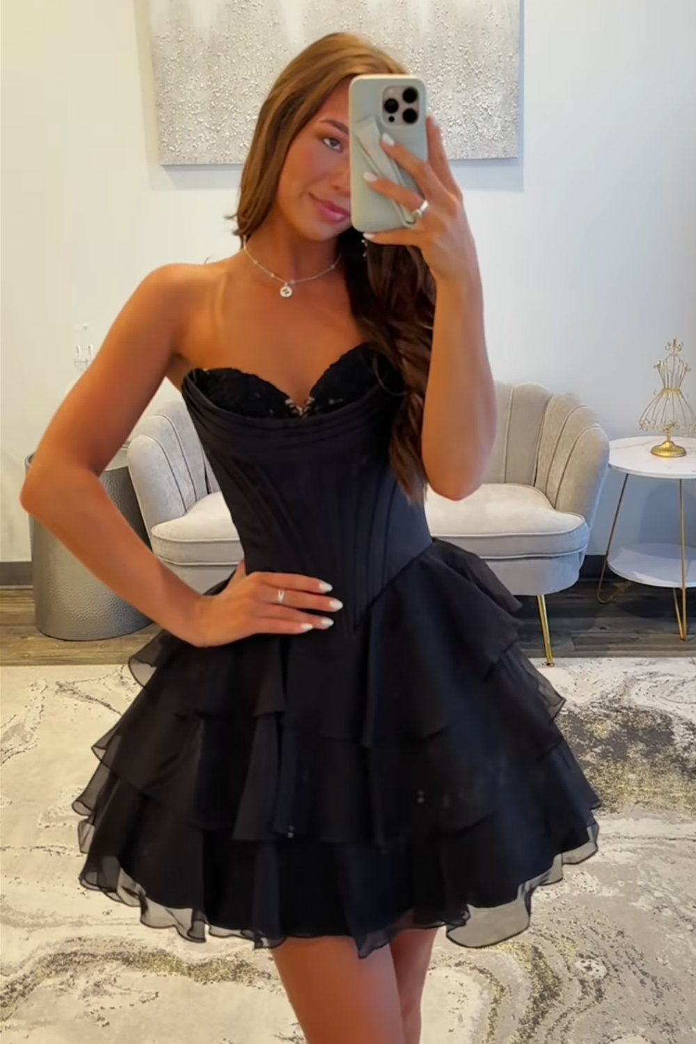 Fuchsia A Line Sweetheart Short Corset Homecoming Dress with Ruffles