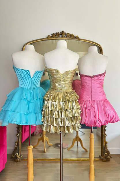 Fuchsia A Line Sweetheart Short Corset Homecoming Dress with Ruffles