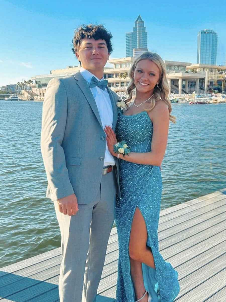 Gorgeous Sparkly Strapless Long Mermaid Prom Dress with Slit - BMBRIDAL