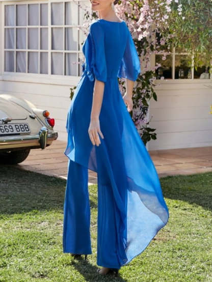 2-Piece V-Neck Chiffon Pantsuit for the Mother of the Bride-BMbridal