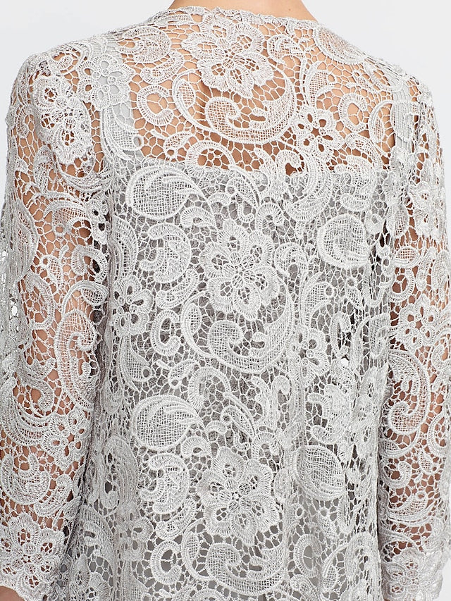 Floor-Length Square Neck Chiffon Mother of the Bride Pantsuit with Jacket & Side Split-BMbridal