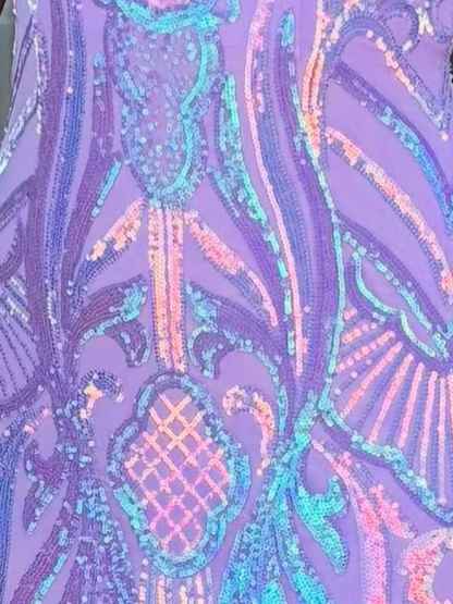 Lavender One-Shoulder Iridescent Sequin Mermaid Prom Dress