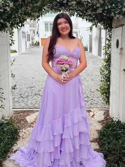 Light Blue A Line Strapless Appliques Corset Prom Dress with Ruffle Skirt