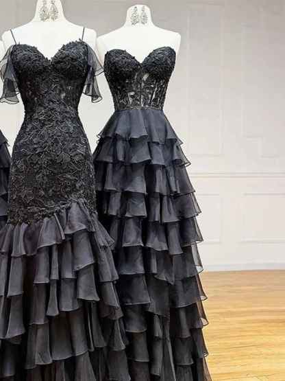 Light Blue A-Line Sweetheart Long Tiered Prom Dress with Slit