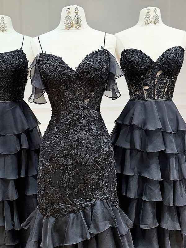 Light Blue A-Line Sweetheart Long Tiered Prom Dress with Slit