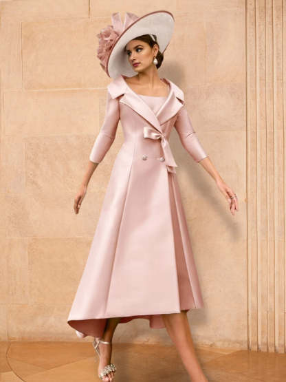 Long-Sleeve A-Line Princess Gown for the Mother of the Bride with Bowknot-BMbridal