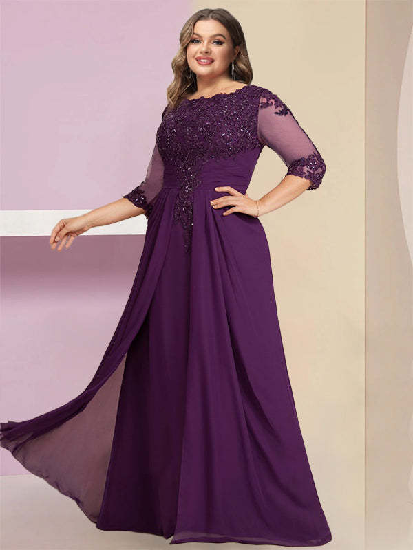 Plus Size Mother of the Bride Sheath/Column Dresses Featuring Sequins & Applique-BMbridal